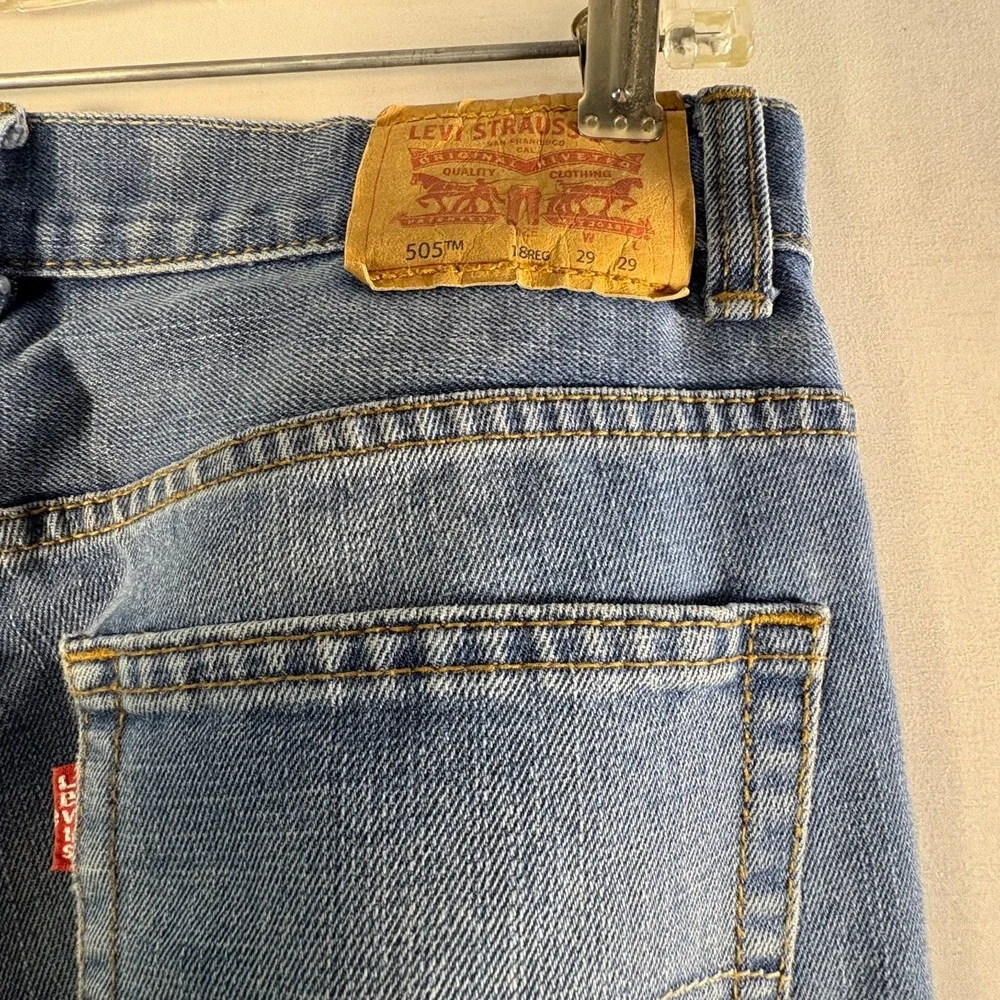 Levis Youth 505 regular blue‎ faded light straight leg denim jeans 18 reg 29/29